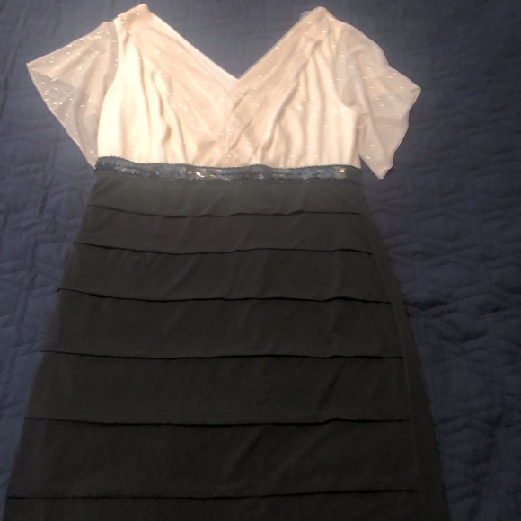 Black and cream sparkle top party dress - Picture 1 of 3